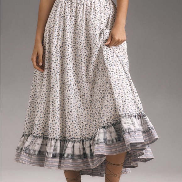 NWT! ✨ Floral Patchwork Linen Petticoat Midi Skirt - Picture 3 of 7